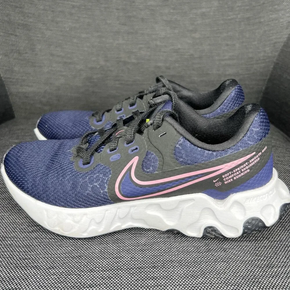 Nike Renew Ride 2 Women's Blue Black Pink Running Shoes Size 7.5M CU3508-401